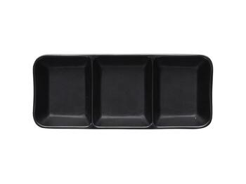 SHOWPLATE PIATTO SUSHI IN MELAMINA NERO 3 SCOMPARTI CM. 19,5   Alessandrelli Business Solutions