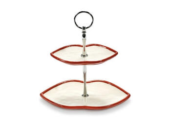 PORTA DOLCI 2 PIANI BIANCO/ROSSO   Alessandrelli Business Solutions