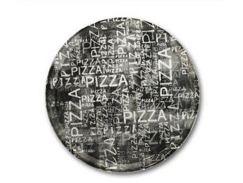 NAPOLI PIZZAITALIC PIATTO PIZZA PORCELLANA BIANCO SU NERO CM 31   Alessandrelli Business Solutions