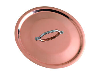 COPERCHIO PIANO IN RAME LISCIO CON PONTICELLO IN OTTONE CM 32   Alessandrelli Business Solutions