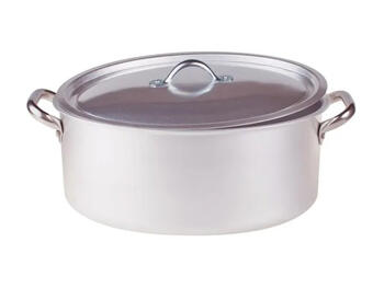 ALBERGO CASSERUOLA OVALE ALLUMINIO CON COPERCHIO 2 MANICI INOX CM 36X25   Alessandrelli Business Solutions