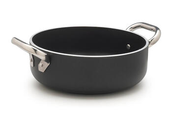 ALBLACK CASSERUOLA BASSA ALLUMINIO ANTIADERENTE INDUZIONE SENZA COPERCHIO CON 2 MANIGLIE INOX CM 32   Alessandrelli Business Solutions
