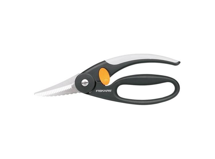 FUNCTIONAL FORM FORBICI PESCE ACCIAIO INOX IMPUGNATURA NERA ARANCIONE BIANCA 22X9,2X2,5 CM 