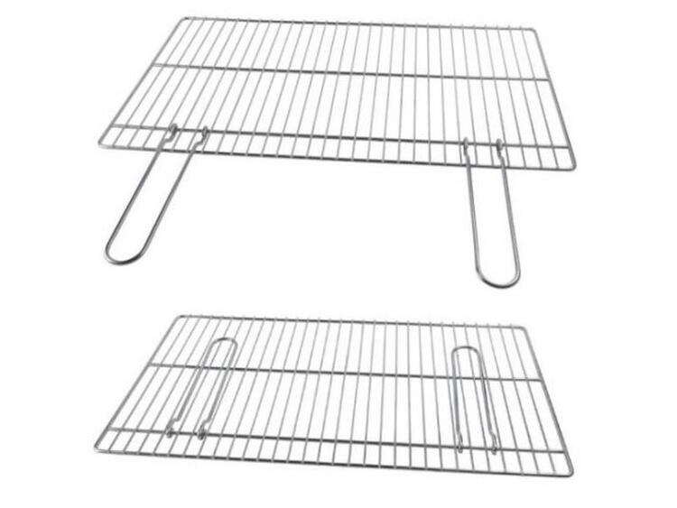 GRIGLIA BBQ FILO DI FERRO CROMATO CON MANICI PIEGHEVOLI 40X60 CM 