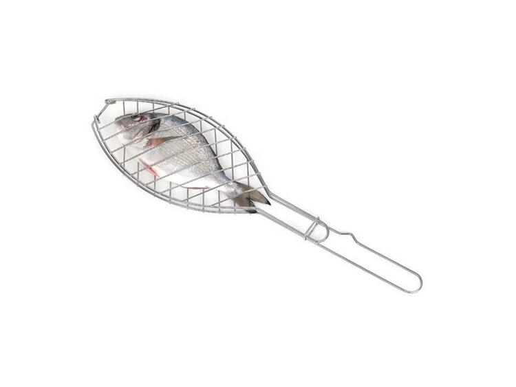 GRATICOLA DOPPIA CHIUSA PER PESCE FILO DI FERRO CROMATO 40 CM 
