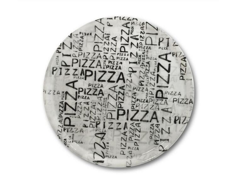 NAPOLI PIZZAITALIC PIATTO PIZZA PORCELLANA NERO SU BIANCO CM 31 