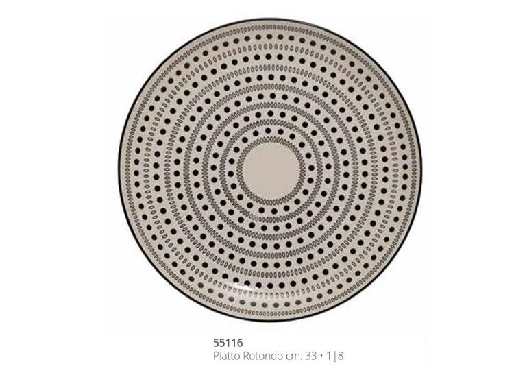 BLACK & WHITE TRENDY PIATTO ROTONDO PORCELLANA CM 33 