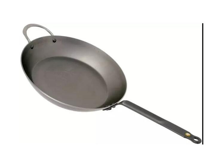 MINERAL B PADELLA LIONESE ACCIAIO PESANTE CON RIVETTI RINFORZATI 1 MANICO CM 32 