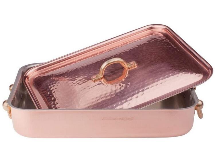 RAME MARTELLATO ROSTIERA RETTANGOLARE 32X23 CON COPERCHIO