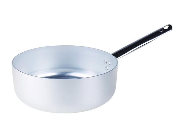 CASSERUOLA BASSA ALLUMINIO SENZA COPERCHIO UN MANICO TUBOLARE INOX CM 32X10,5 8,4 L