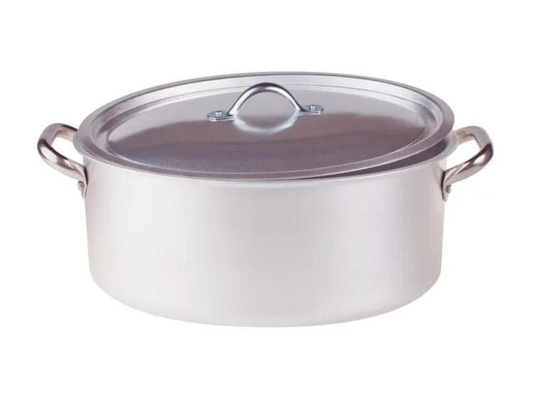 CASSERUOLA OVALE ALLUMINIO CON COPERCHIO 2 MANICI INOX CM 36X25 