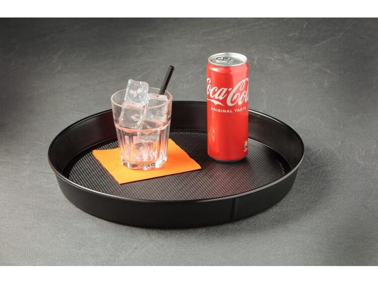 VASSOIO ROTONDO ANTISCIVOLO NERO 35 CM MAXI-GRIP