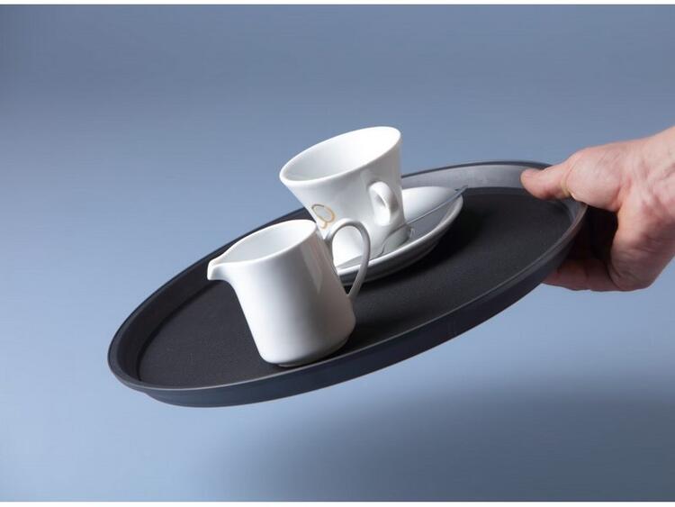 VASSOIO GIGANTE OVALE NERO CON GRIP ANTISCIVOLO OVALE CM. 56