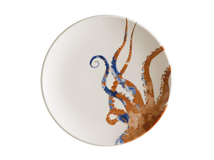 AQUELIS OCTOPUS PIATTO PIANO GOURMET PORCELLANA CM 25